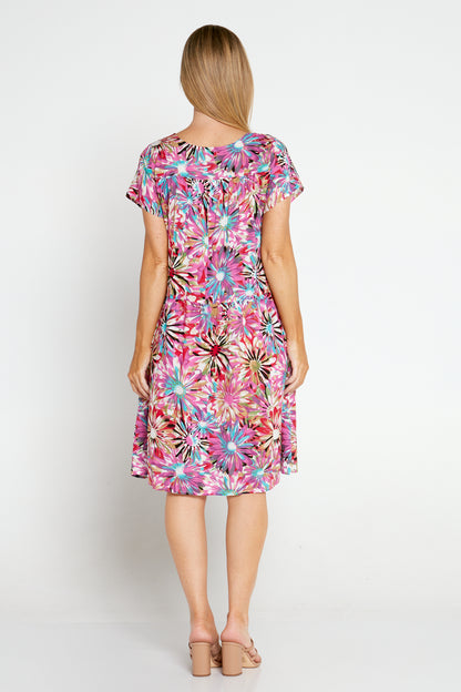 Emery Cotton Dress - Pink Floral