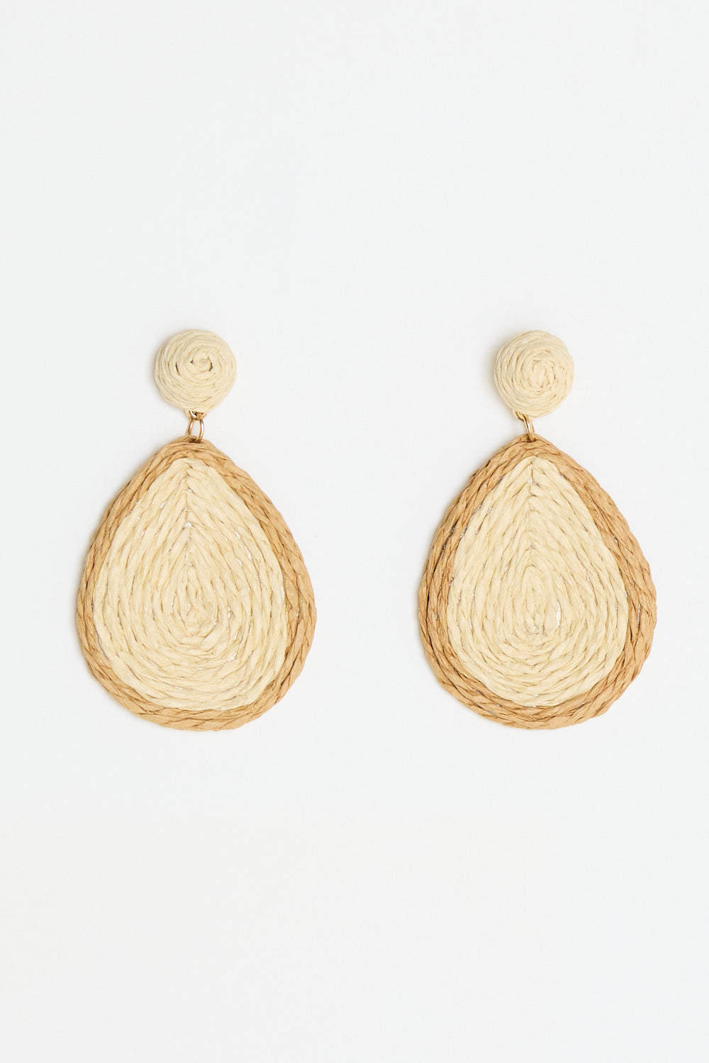 Raffia Teardrop Earrings - Sand