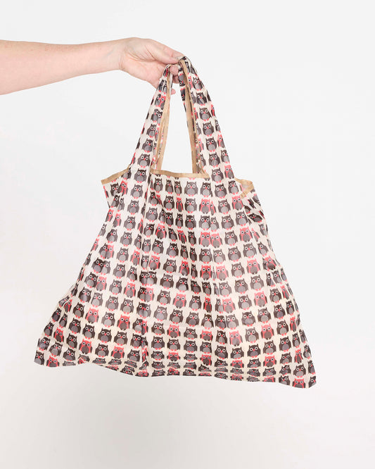 Large Reusable Shopping Bag - Owls