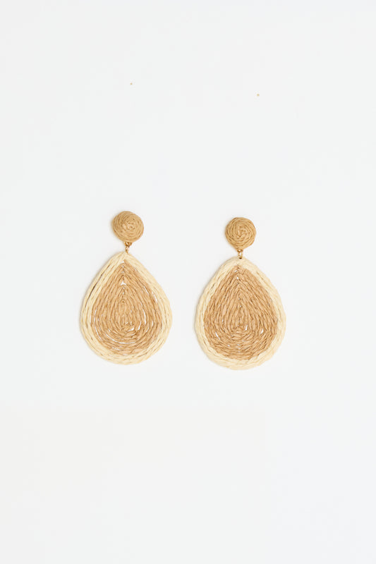 Raffia Teardrop Earrings - Coconut