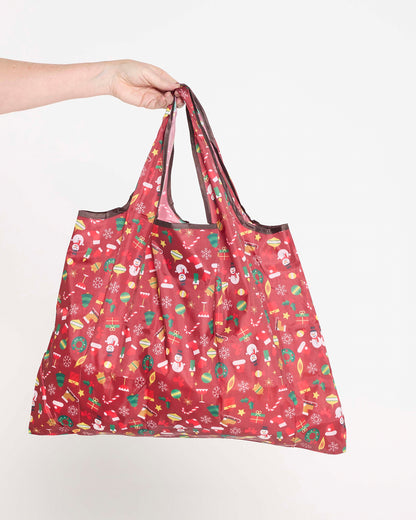 Large Reusable Shopping Bag - Red Christmas