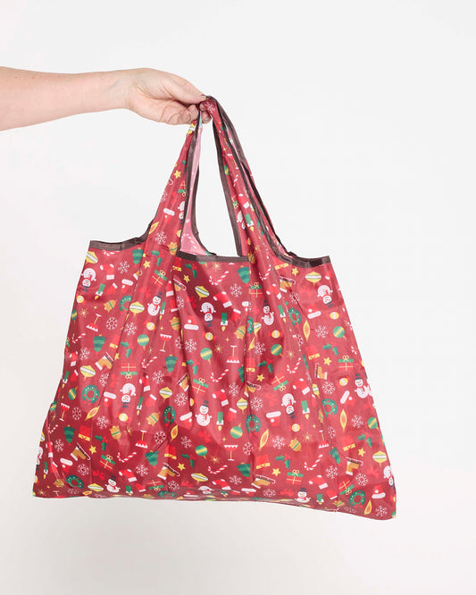 Large Reusable Shopping Bag - Red Christmas