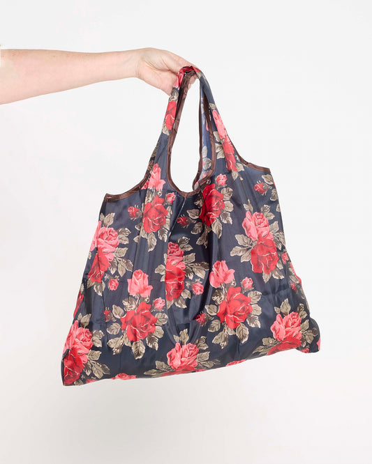 Large Reusable Shopping Bag - Red Roses