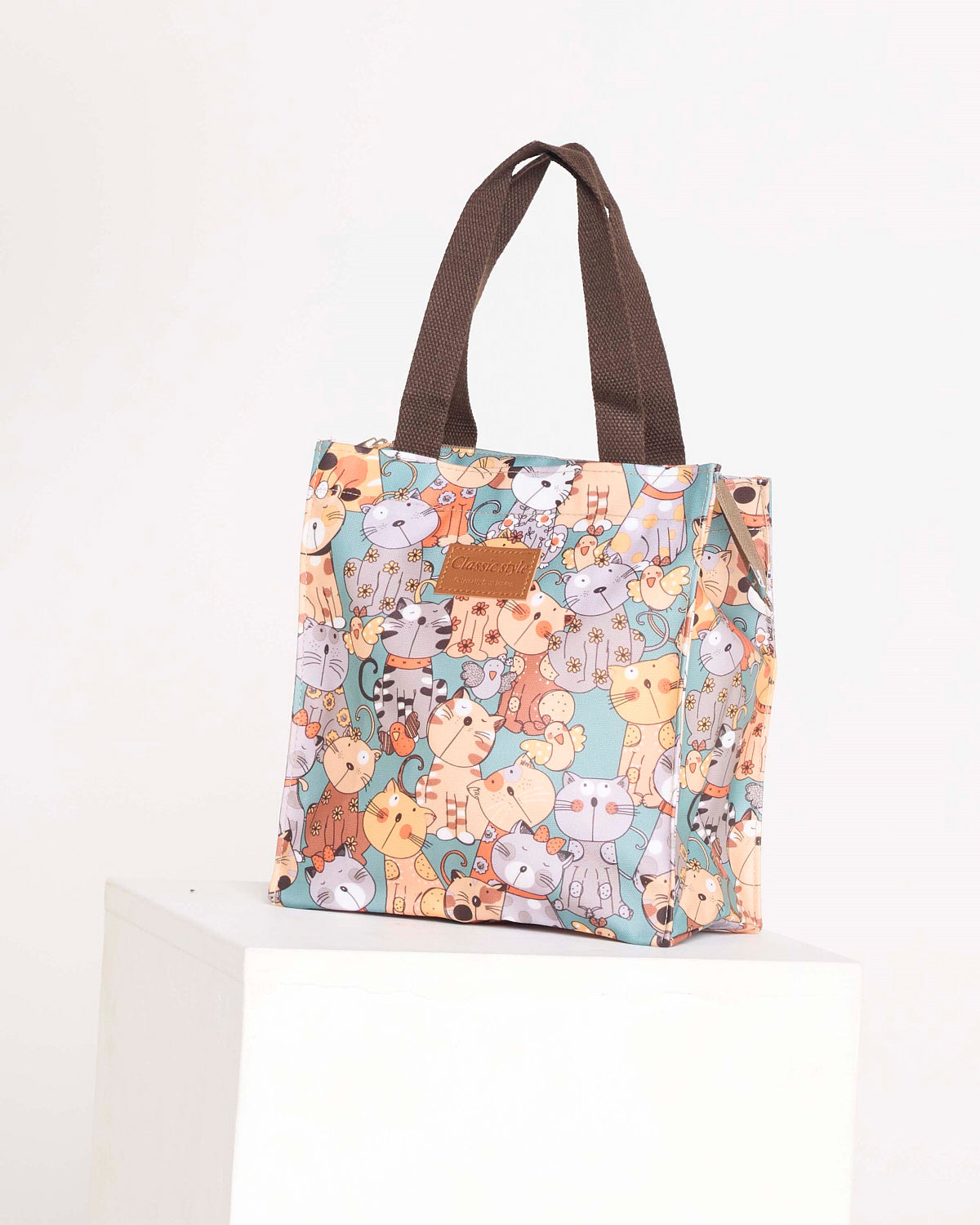 Happy Cats Lunch Bag – Teal & Orange