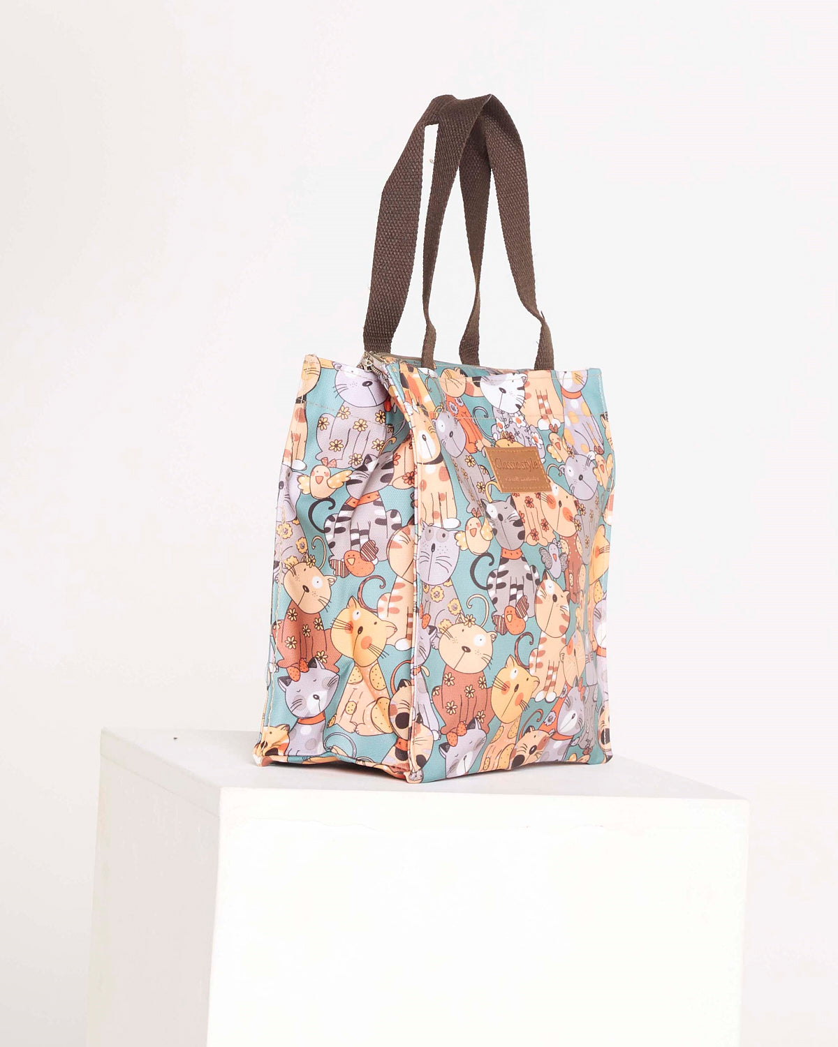 Happy Cats Lunch Bag – Teal & Orange
