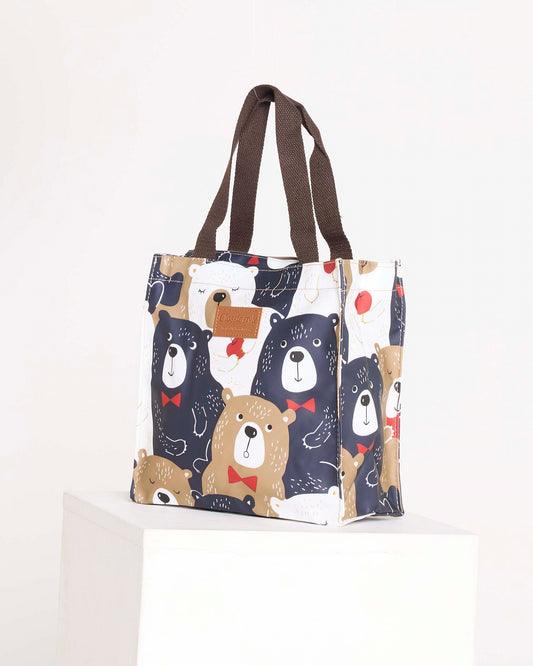 Bow Tie Bears Lunch Bag – Navy & Tan