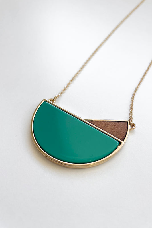 Eames Necklace - Gold/Teal/Wood