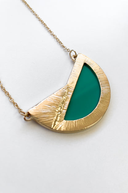 Eames Necklace - Gold/Teal/Wood
