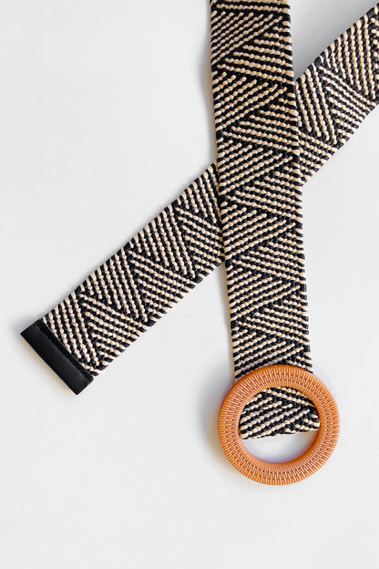 Bagara Raffia Belt - Black/Sand