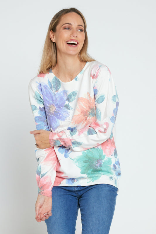 Ira Knit Top - Floral Watercolour