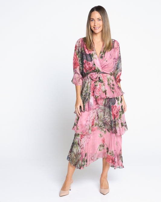 Isabella Silk Dress -  Antique Blush Rose