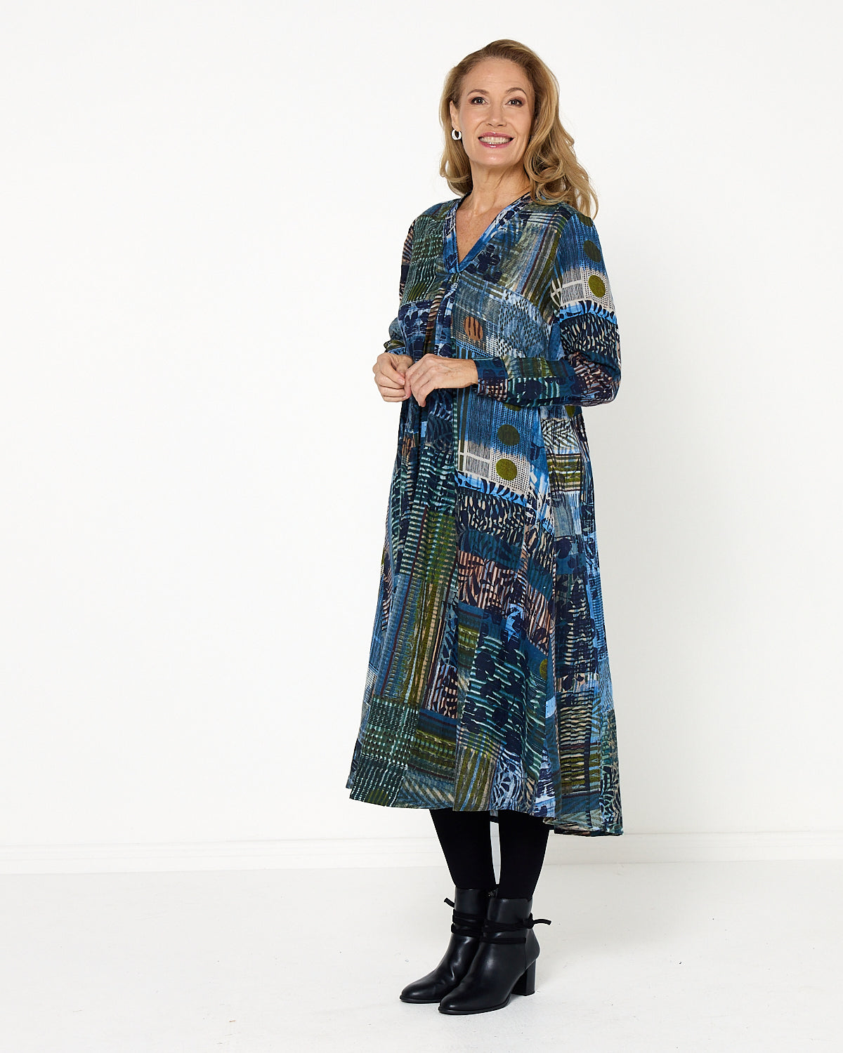 Isfahan Dress - Muted Patchwork