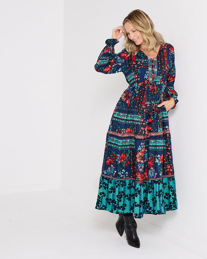 Ivanova Maxi Dress - Navy Floral