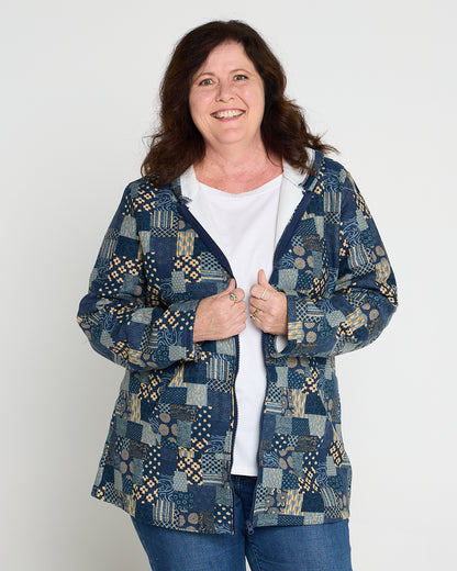 Fleece Zip Jacket Sample Edition - Indigo Patchwork