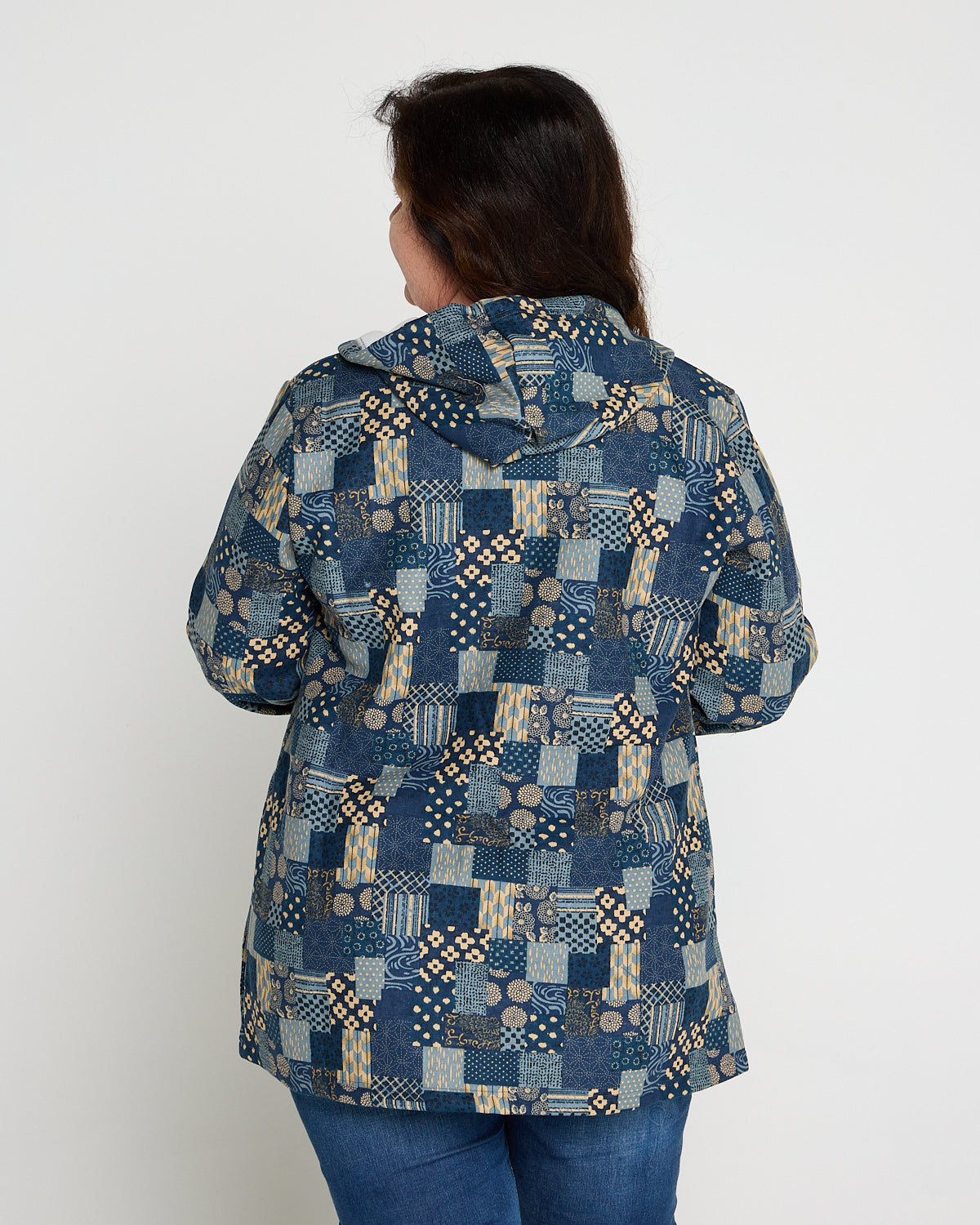 Fleece Zip Jacket Sample Edition - Indigo Patchwork
