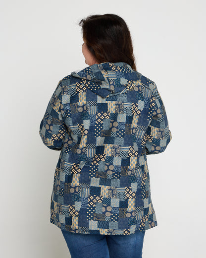 Fleece Zip Jacket Sample Edition - Indigo Patchwork