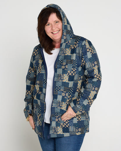 Fleece Zip Jacket Sample Edition - Indigo Patchwork