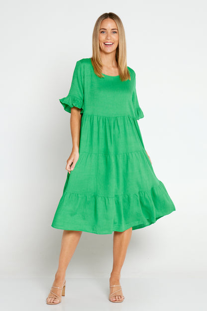 Jackson Linen Dress - Emerald