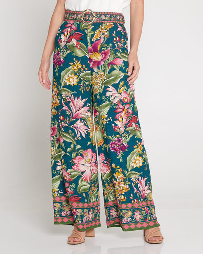 Jana Belted Pants - Art Nouveau Floral