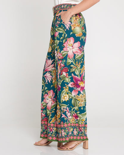 Jana Belted Pants - Art Nouveau Floral