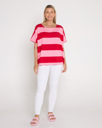 Jardin Stripe T-Shirt - Garnet