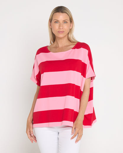 Jardin Stripe T-Shirt - Garnet