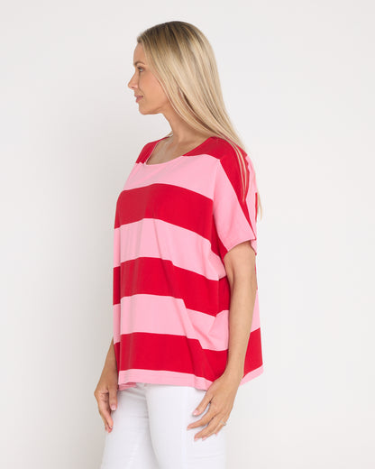 Jardin Stripe T-Shirt - Garnet