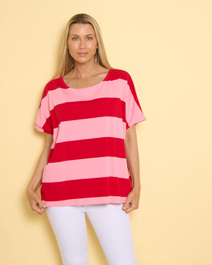 Jardin Stripe T-Shirt - Garnet