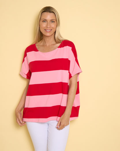 Jardin Stripe T-Shirt - Garnet