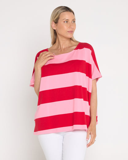 Jardin Stripe T-Shirt - Garnet