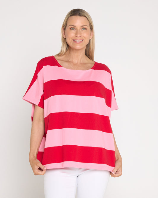 Jardin Stripe T-Shirt - Garnet