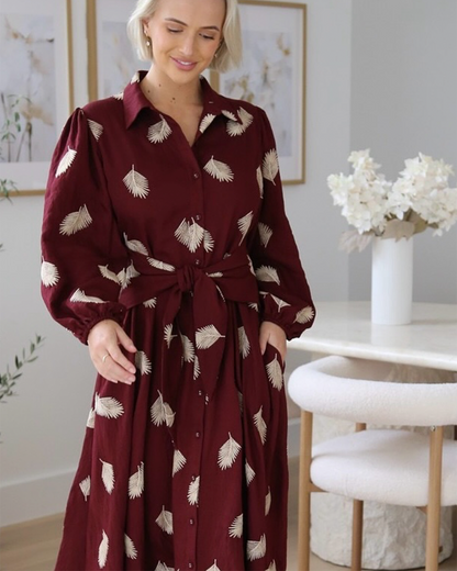 Jaycee Dress - Burgundy Beige