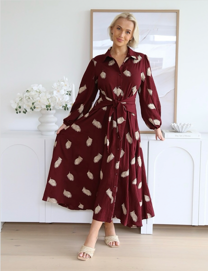 Jaycee Dress - Burgundy Beige