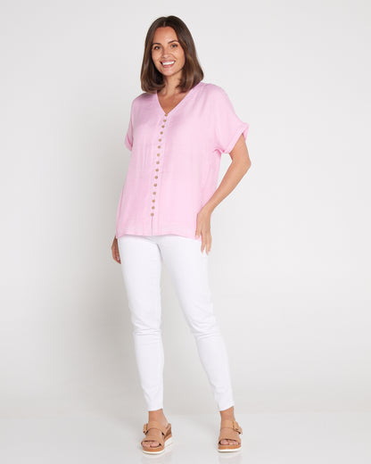 Jennifer Short Sleeve Top - Light Pink