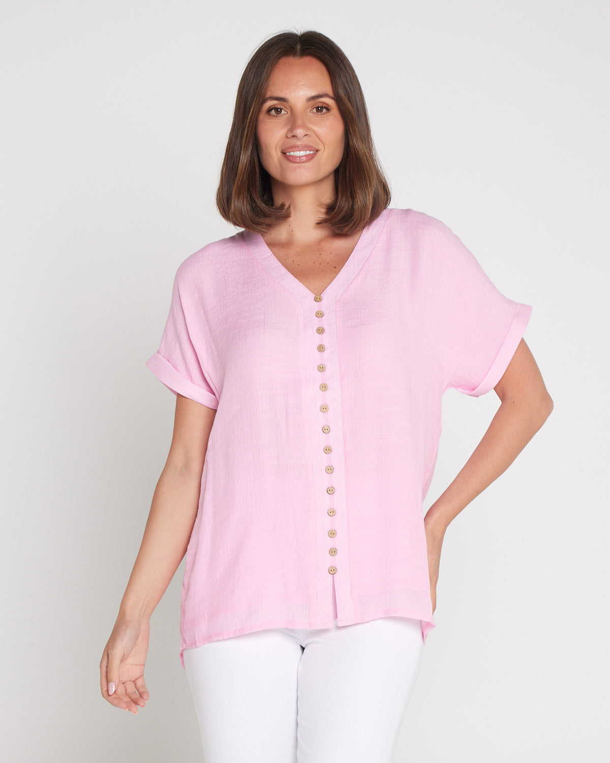 Jennifer Short Sleeve Top - Light Pink