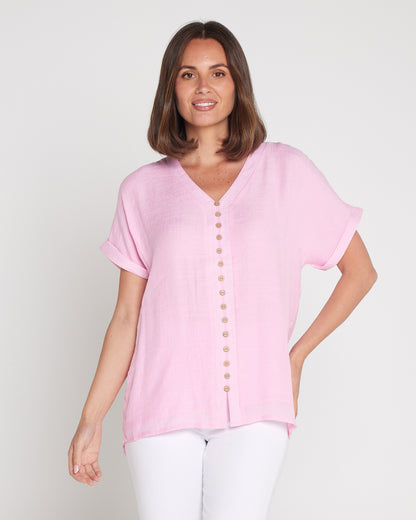 Jennifer Short Sleeve Top - Light Pink