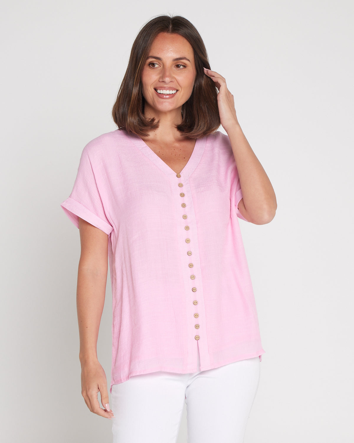 Jennifer Short Sleeve Top - Light Pink