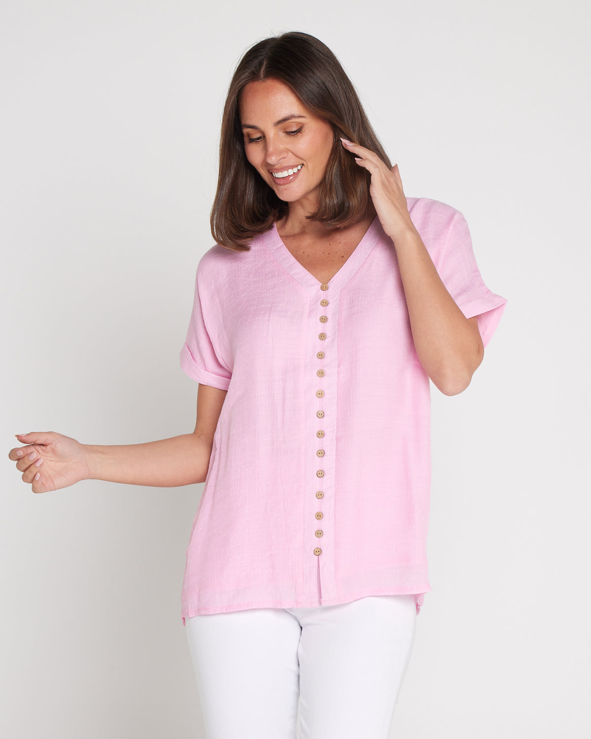 Jennifer Short Sleeve Top - Light Pink
