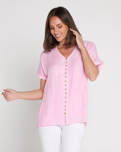 Jennifer Short Sleeve Top - Light Pink