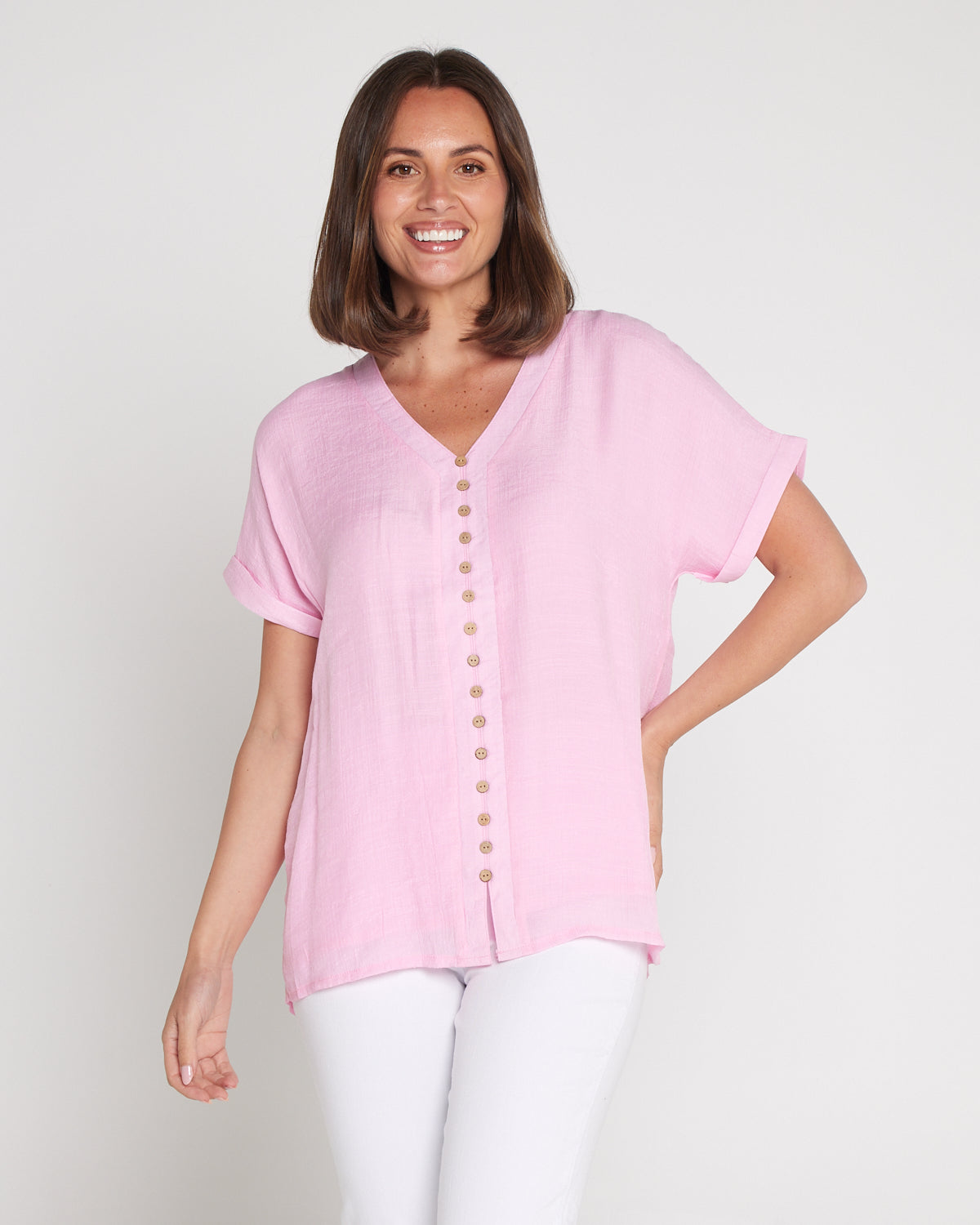 Jennifer Short Sleeve Top - Light Pink