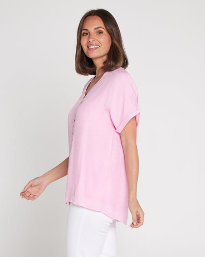 Jennifer Short Sleeve Top - Light Pink