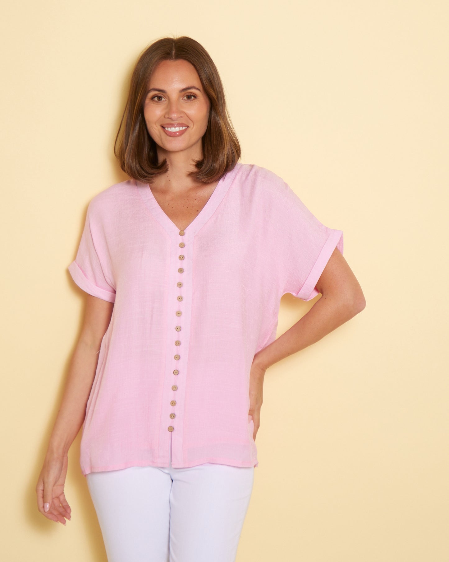 Jennifer Short Sleeve Top - Light Pink