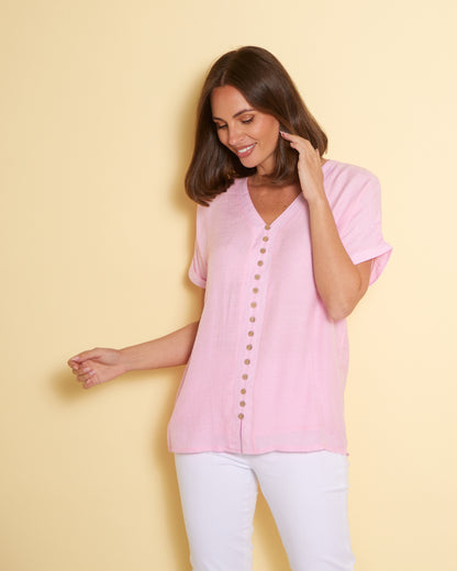Jennifer Short Sleeve Top - Light Pink