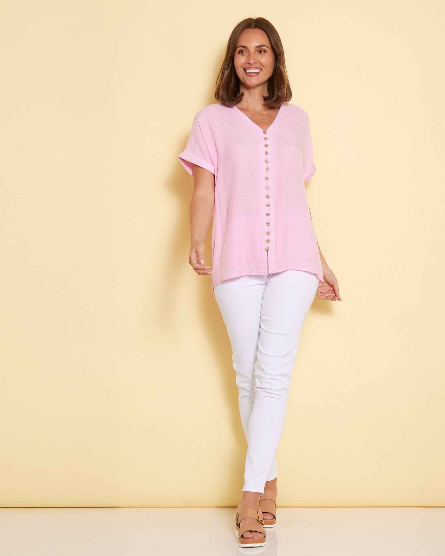 Jennifer Short Sleeve Top - Light Pink