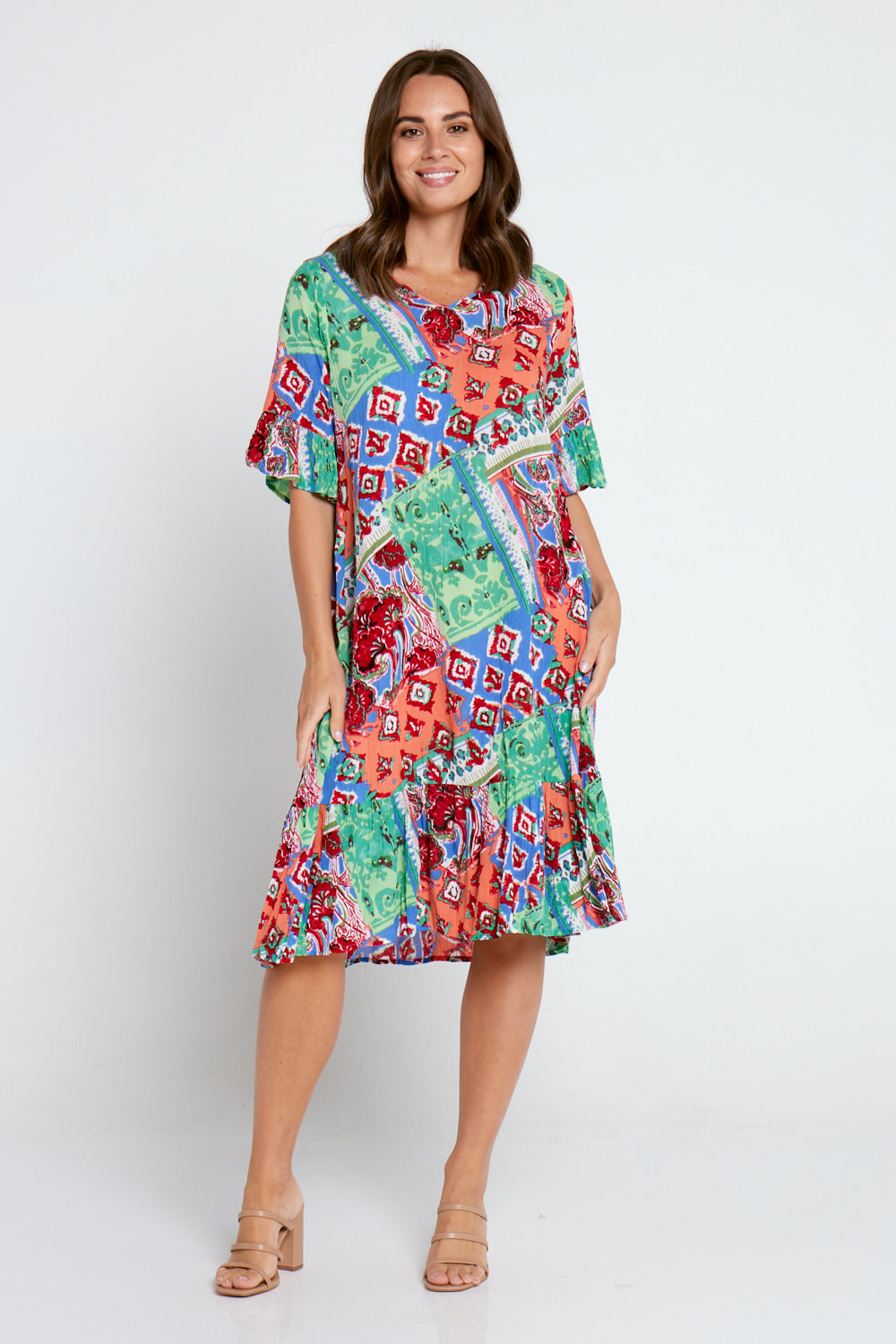 Jessica Dress - Watermelon/Mint Paisley