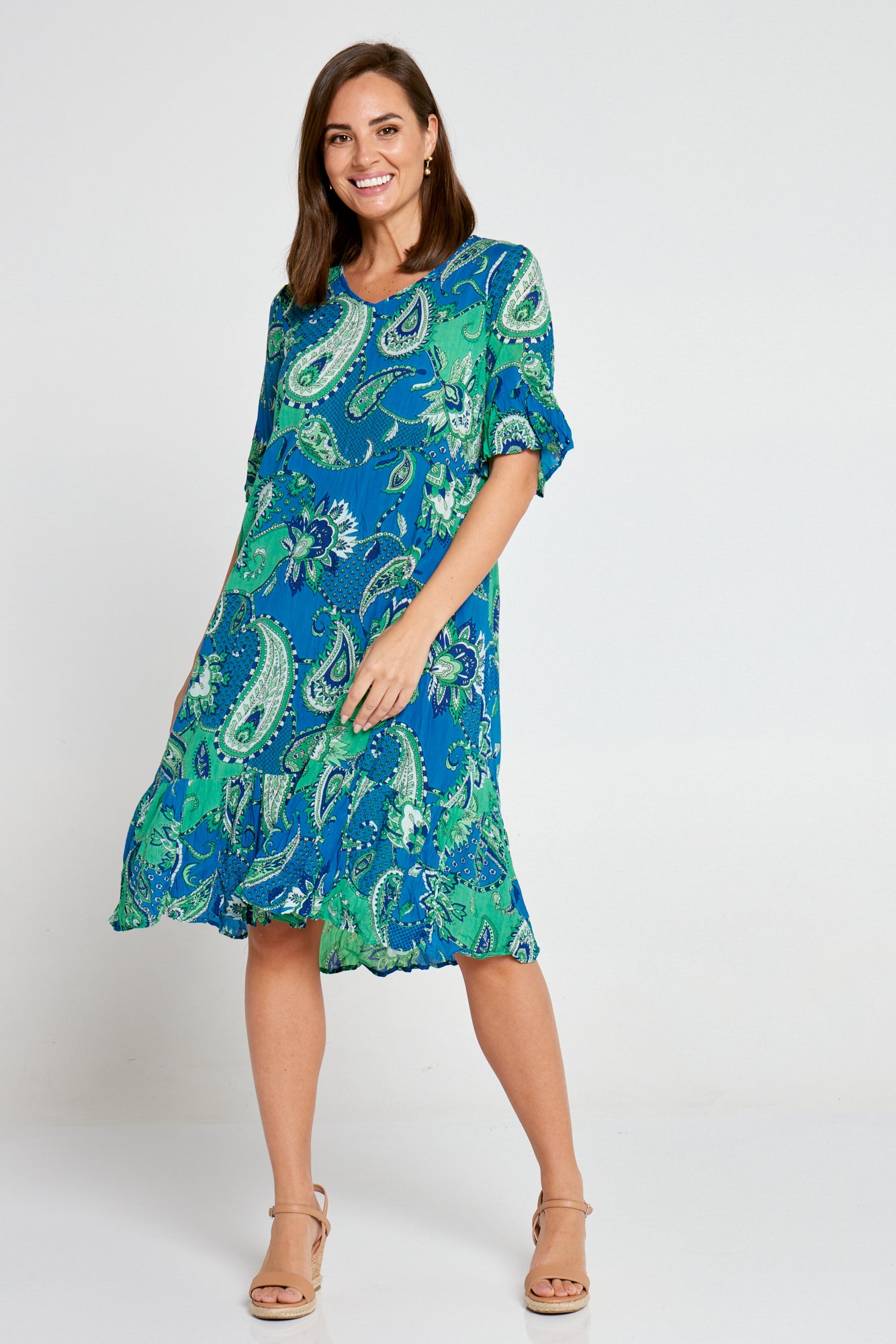 Jessica Dress - Ocean Paisley | Summer Dresses for Mature Women – TULIO ...