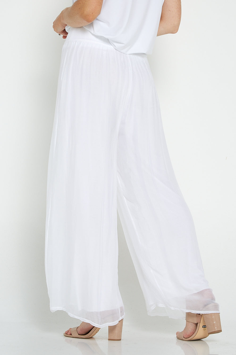 Arlette Silk Pants - Bianco White