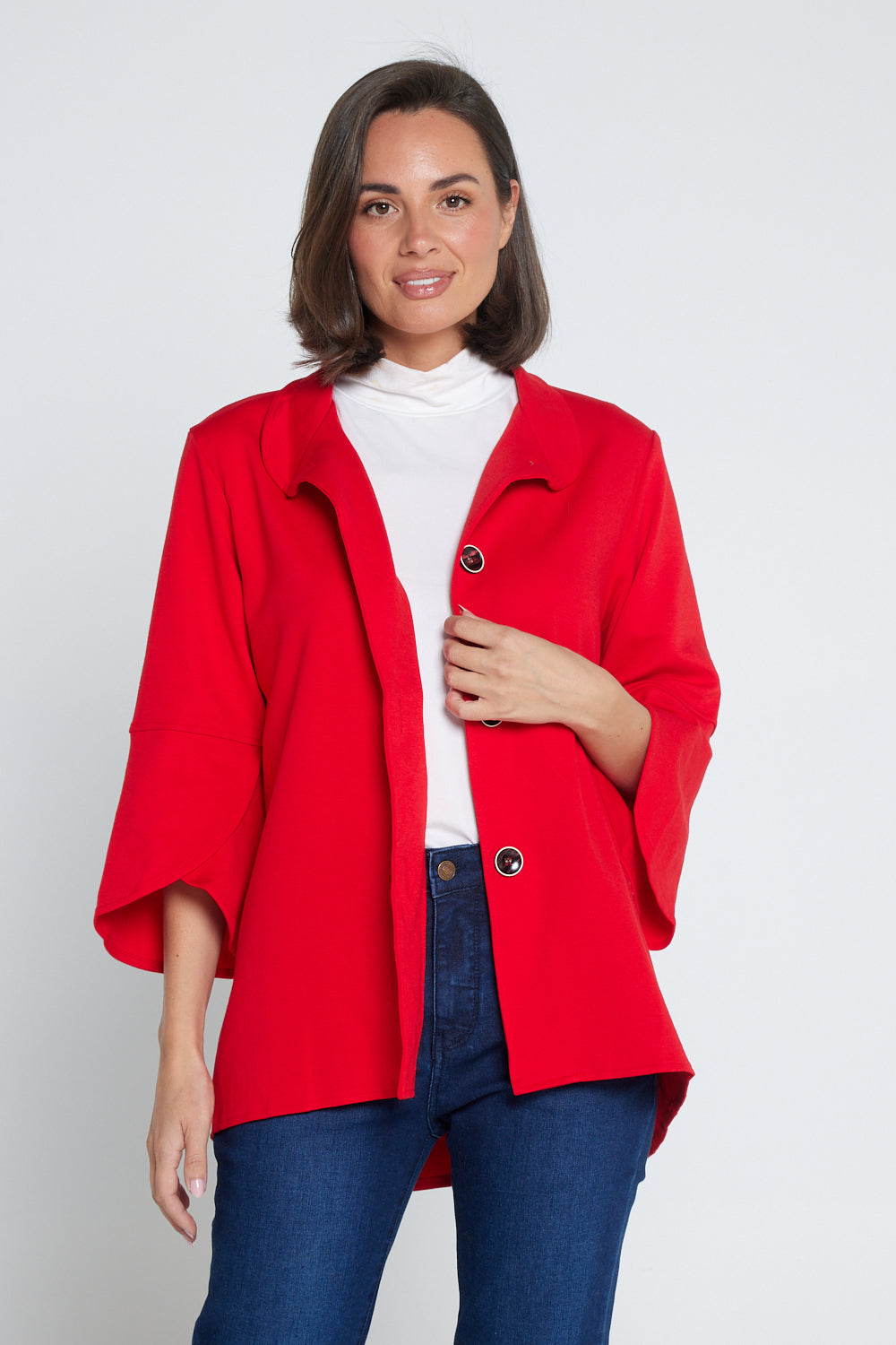 Jocelyn Tulip Sleeve Jacket - Red