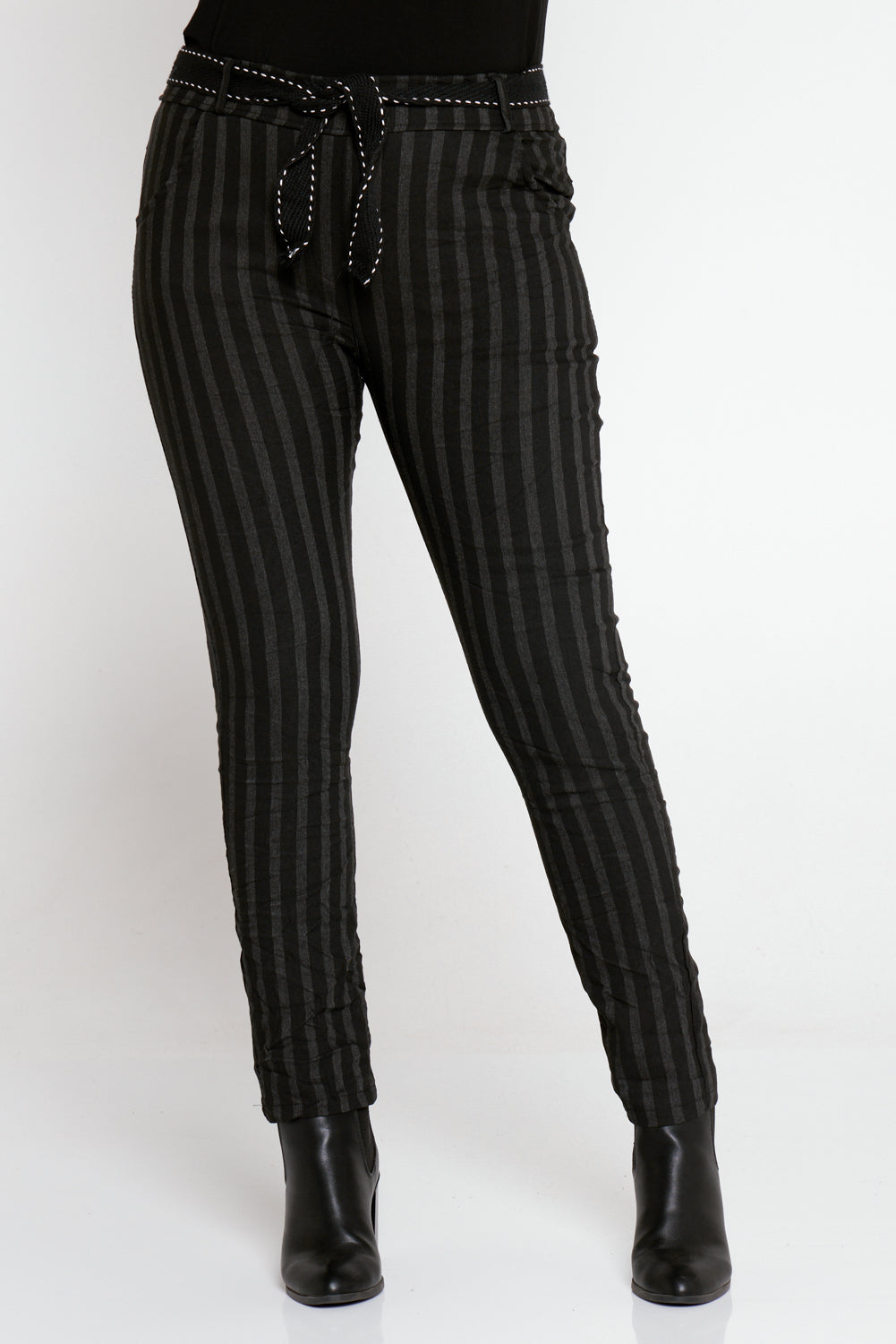 Jodi Pants - Black/Charcoal Stripe