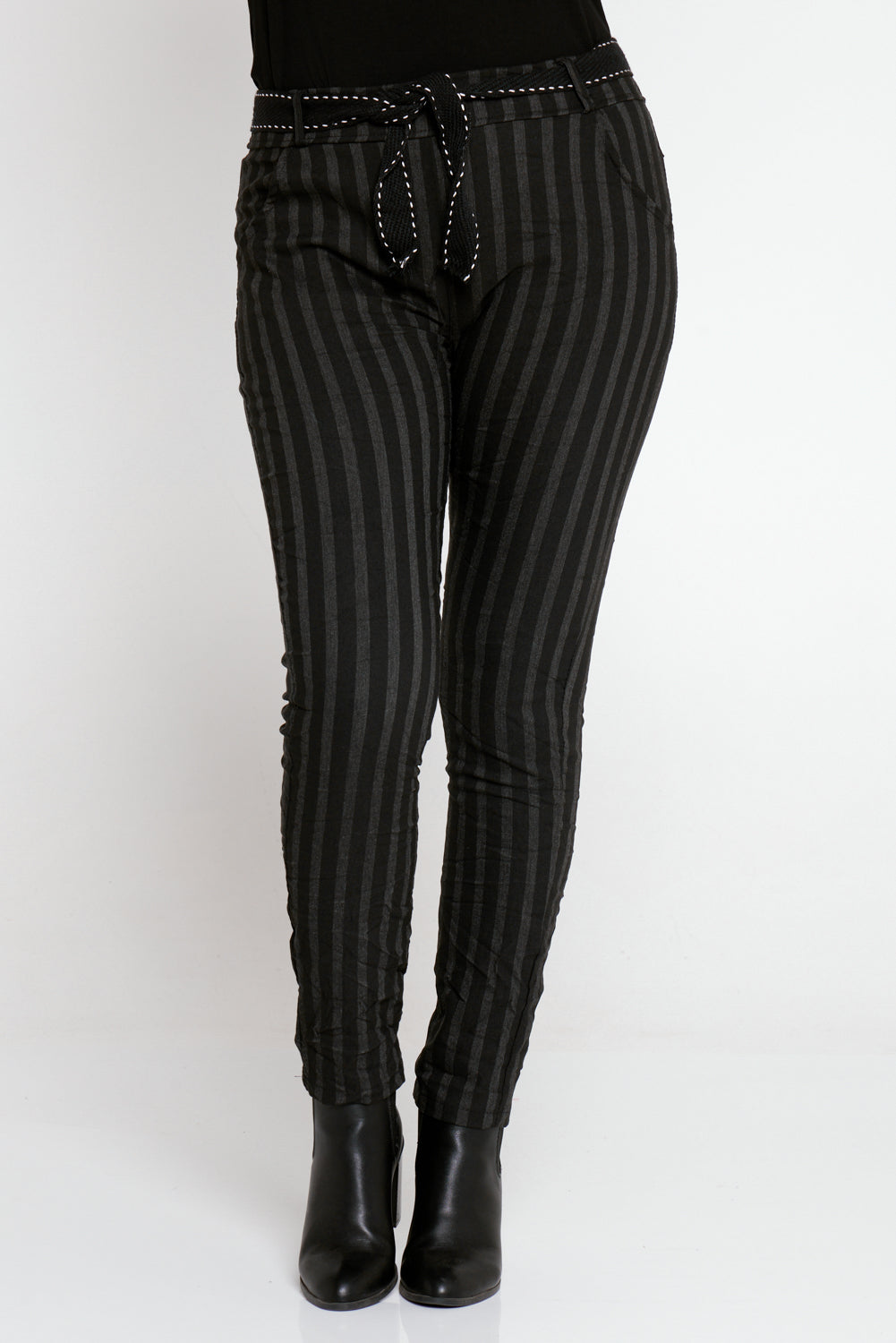 Jodi Pants - Black/Charcoal Stripe